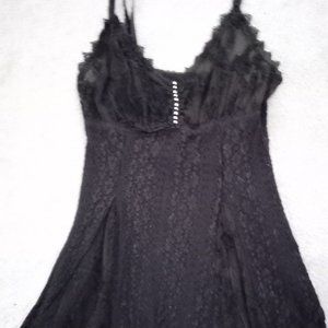 Black lace V  shape string top